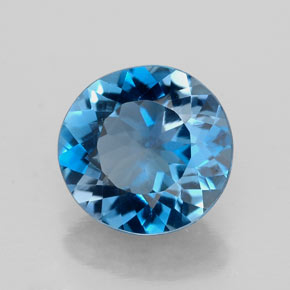 2.56캐럿 천연 런던 블루 토파즈, 라운드 컷, 8.96 mm, VVS
