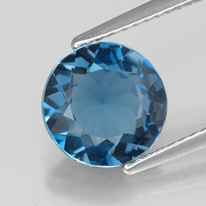 2.79캐럿 천연 런던 블루 토파즈, 라운드 컷, 9.14 mm, VVS