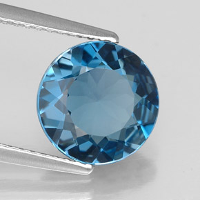 2.79캐럿 천연 런던 블루 토파즈, 라운드 컷, 9.14 mm, VVS