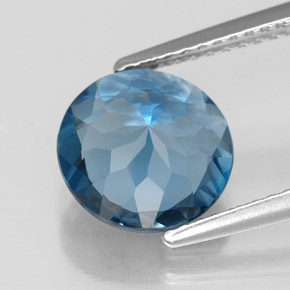 2.79캐럿 천연 런던 블루 토파즈, 라운드 컷, 9.14 mm, VVS