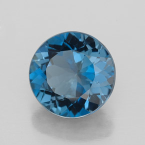 2.87캐럿 천연 런던 블루 토파즈, 라운드 컷, 8.89 mm, VVS