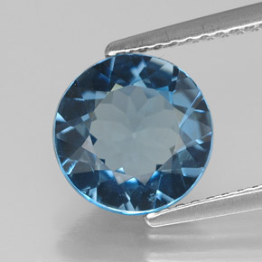 2.80캐럿 천연 런던 블루 토파즈, 라운드 컷, 9.00 mm, VS