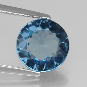 2.80캐럿 천연 런던 블루 토파즈, 라운드 컷, 9.00 mm, VS