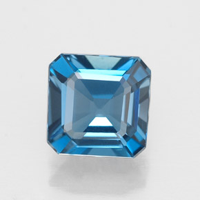 1.78캐럿 천연 런던 블루 토파즈, 에메랄드 컷, 7×6.9 mm, VVS