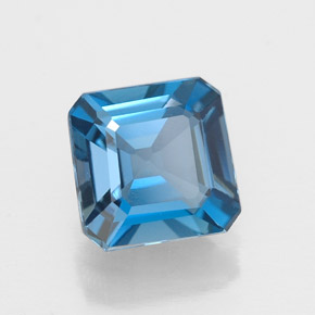 1.78캐럿 천연 런던 블루 토파즈, 에메랄드 컷, 7×6.9 mm, VVS