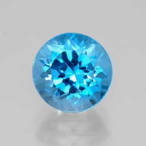 2.44캐럿 천연 스위스 블루 토파즈, 라운드 컷, 7.96 mm, VVS