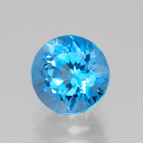 2.44캐럿 천연 스위스 블루 토파즈, 라운드 컷, 7.96 mm, VVS