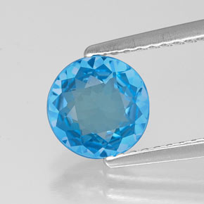 1.21캐럿 천연 스위스 블루 토파즈, 라운드 컷, 7.10 mm, VVS