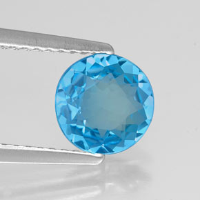 1.21캐럿 천연 스위스 블루 토파즈, 라운드 컷, 7.10 mm, VVS