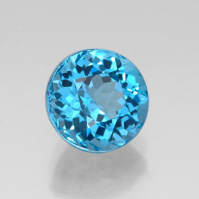 2.38캐럿 천연 스위스 블루 토파즈, 라운드 컷, 7.76 mm, VVS
