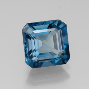 1.87캐럿 천연 런던 블루 토파즈, 에메랄드 컷, 7×7 mm, VVS