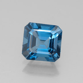 1.61캐럿 천연 런던 블루 토파즈, 에메랄드 컷, 6.9×6.7 mm, VVS-VS