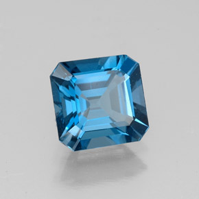 1.61캐럿 천연 런던 블루 토파즈, 에메랄드 컷, 6.9×6.7 mm, VVS-VS