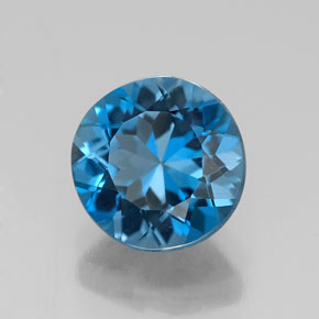 2.40캐럿 천연 런던 블루 토파즈, 라운드 컷, 8.14 mm, VVS