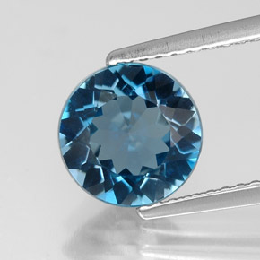 2.12캐럿 천연 런던 블루 토파즈, 라운드 컷, 8.14 mm, VVS
