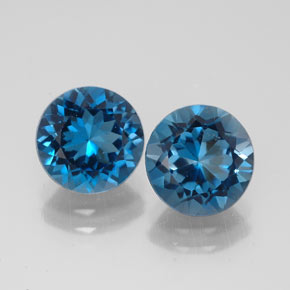 캐럿 천연 런던 블루 토파즈 보석, 라운드 컷, 8.07 mm, VVS