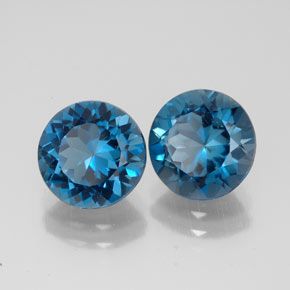 캐럿 천연 런던 블루 토파즈 보석, 라운드 컷, 8.07 mm, VVS