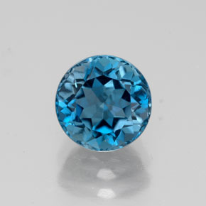 1.94캐럿 천연 런던 블루 토파즈, 라운드 컷, 6.98 mm, VS