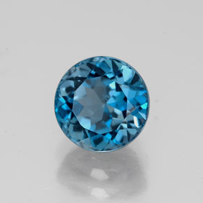 1.94캐럿 천연 런던 블루 토파즈, 라운드 컷, 6.98 mm, VS