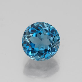 1.85캐럿 천연 런던 블루 토파즈, 라운드 컷, 7.14 mm, VS