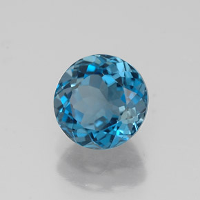1.85캐럿 천연 런던 블루 토파즈, 라운드 컷, 7.14 mm, VS