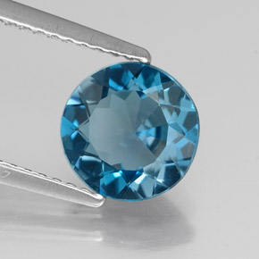 1.90캐럿 천연 런던 블루 토파즈, 라운드 컷, 7.97 mm, VVS-VS