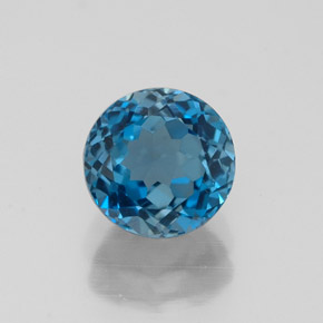 2.00캐럿 천연 런던 블루 토파즈, 라운드 컷, 7.00 mm, VVS-VS