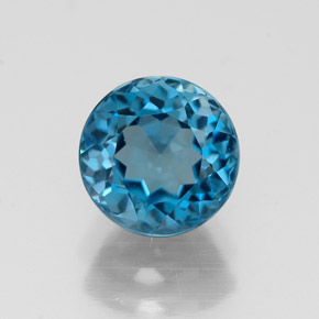 1.89캐럿 천연 런던 블루 토파즈, 라운드 컷, 6.90 mm, VVS
