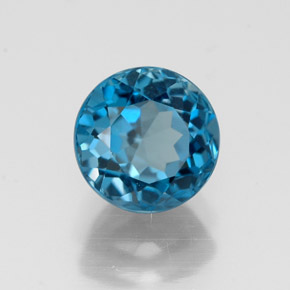 1.89캐럿 천연 런던 블루 토파즈, 라운드 컷, 6.90 mm, VVS