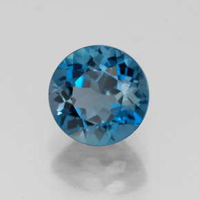 1.78캐럿 천연 런던 블루 토파즈, 라운드 컷, 6.96 mm, VVS