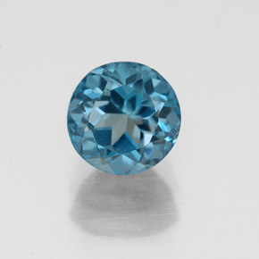 1.38캐럿 천연 런던 블루 토파즈, 라운드 컷, 6.17 mm, VVS