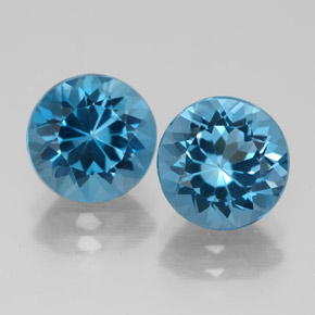 캐럿 천연 런던 블루 토파즈 보석, 라운드 컷, 8.18 mm, VVS