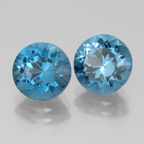 캐럿 천연 런던 블루 토파즈 보석, 라운드 컷, 8.18 mm, VVS