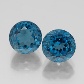 캐럿 천연 런던 블루 토파즈 보석, 라운드 컷, 7.12 mm, VVS-VS