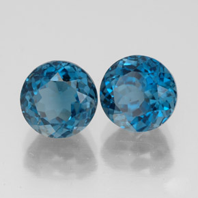 캐럿 천연 런던 블루 토파즈 보석, 라운드 컷, 7.12 mm, VVS-VS