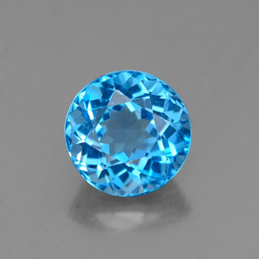 1.95캐럿 천연 스위스 블루 토파즈, 라운드 컷, 7.19 mm, VVS