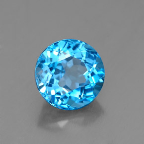 1.95캐럿 천연 스위스 블루 토파즈, 라운드 컷, 7.19 mm, VVS