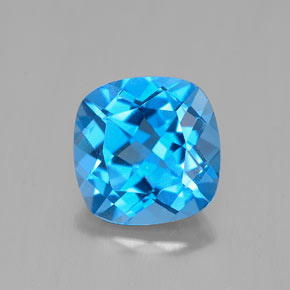 2.53캐럿 천연 스위스 블루 토파즈, 쿠션 컷, 8.1×8.1 mm, VS