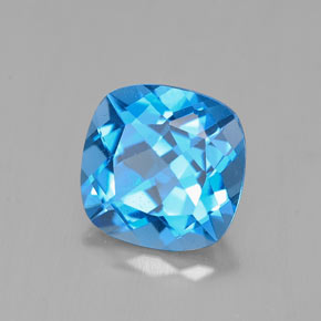 2.53캐럿 천연 스위스 블루 토파즈, 쿠션 컷, 8.1×8.1 mm, VS