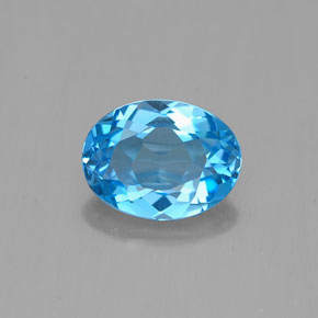 1.49캐럿 천연 스위스 블루 토파즈, 타원형 컷, 8.2×6.2 mm, VVS