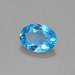 1.49캐럿 천연 스위스 블루 토파즈, 타원형 컷, 8.2×6.2 mm, VVS