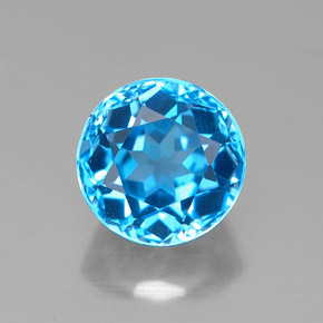 2.56캐럿 천연 스위스 블루 토파즈, 라운드 컷, 7.64 mm, VVS