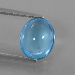 4.09캐럿 천연 스위스 블루 토파즈, 타원형 컷, 10.6×8.8 mm, 투명한