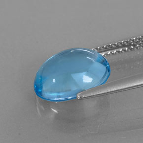 4.09캐럿 천연 스위스 블루 토파즈, 타원형 컷, 10.6×8.8 mm, 투명한