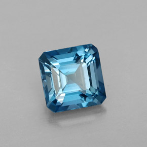 1.40캐럿 천연 런던 블루 토파즈, 에메랄드 컷, 6.2×6.1 mm, VVS-VS