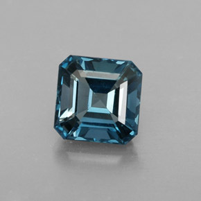 1.51캐럿 천연 런던 블루 토파즈, 에메랄드 컷, 6.2×6.2 mm, VVS-VS