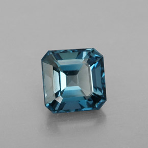 1.51캐럿 천연 런던 블루 토파즈, 에메랄드 컷, 6.2×6.2 mm, VVS-VS