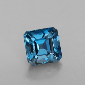 1.60캐럿 천연 런던 블루 토파즈, 에메랄드 컷, 6.1×6.1 mm, VVS-VS