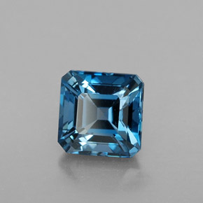 1.60캐럿 천연 런던 블루 토파즈, 에메랄드 컷, 6.1×6.1 mm, VVS-VS