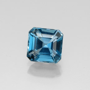 1.43캐럿 천연 런던 블루 토파즈, 에메랄드 컷, 6.3×6.2 mm, VVS-VS